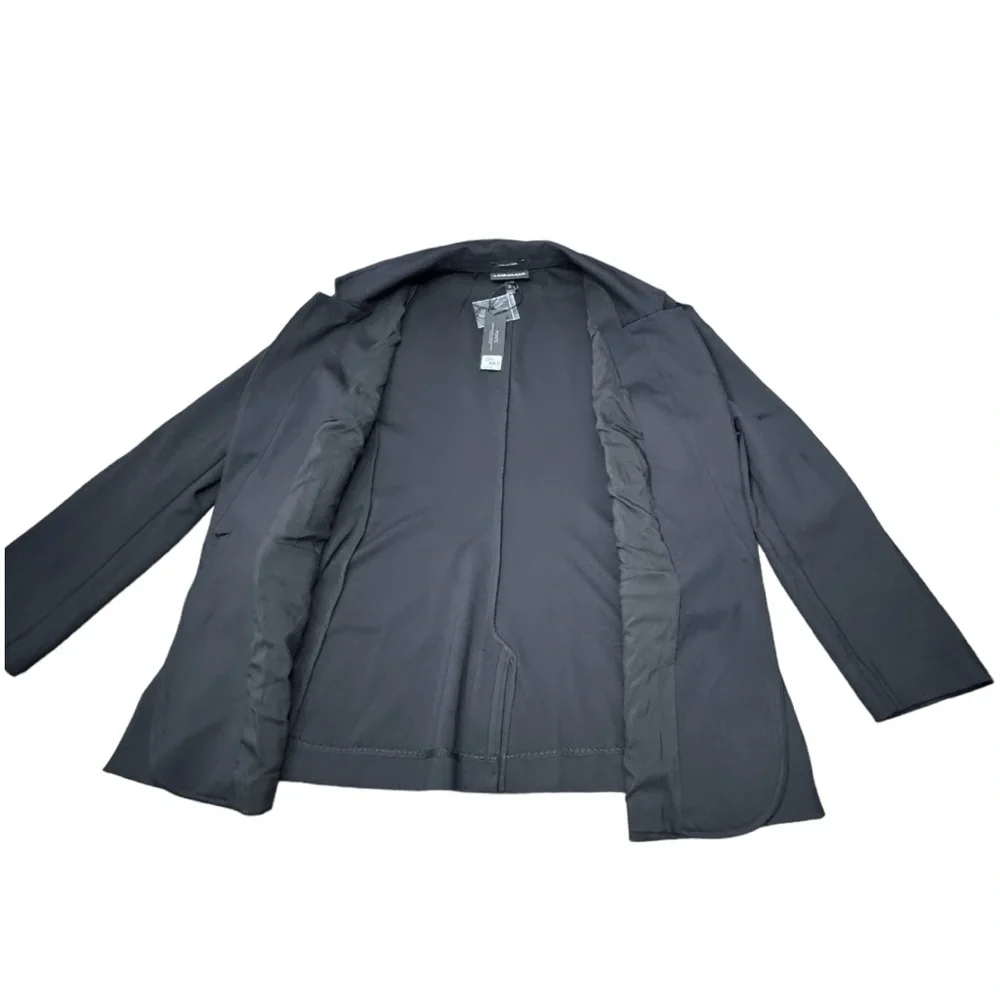NWT Lane Bryant The Bryant Blazer Black Vegan Leather Collar Trim Ponte Size 22